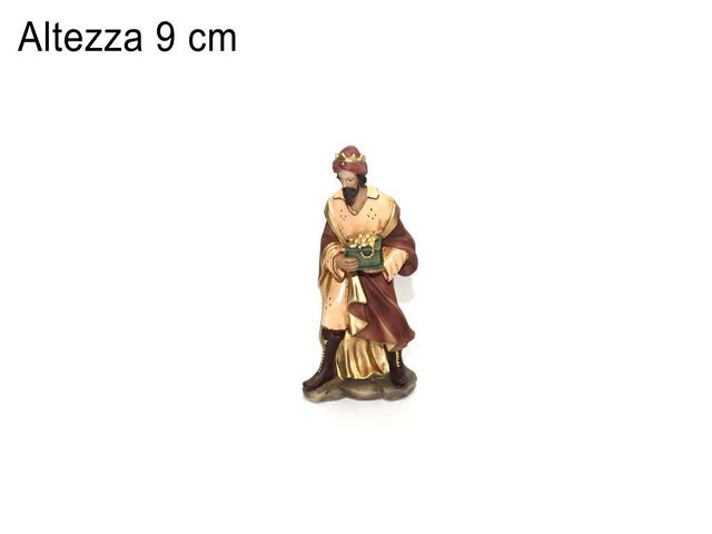 Melchiorre in resina 9cm per natività da 9cm