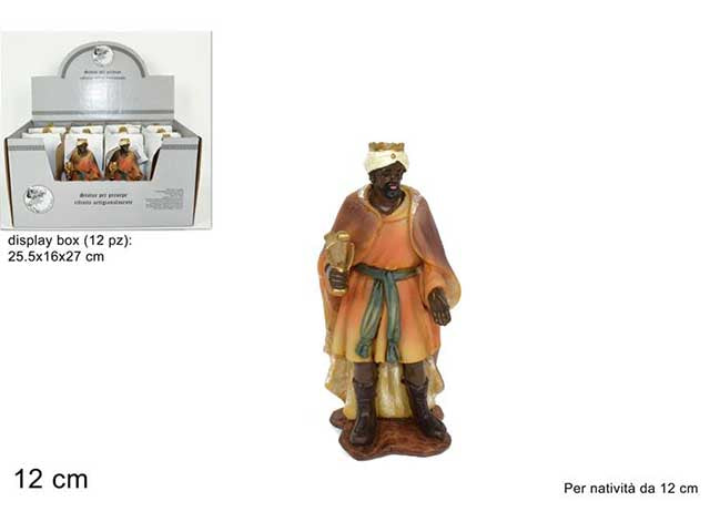 Baldassarre in resina 12cm per natività da 12cm