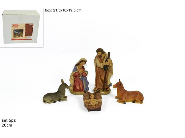 Natività in resina 20cm, set da 5 pezzi