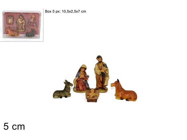 Natività in resina 5cm, set da 5 pezzi