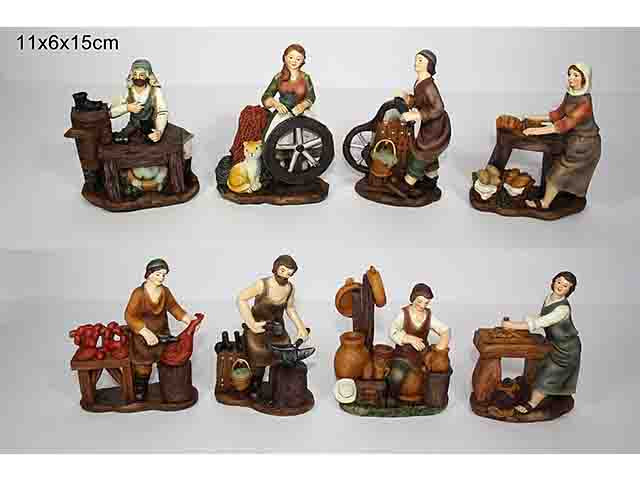 Mestieri in resina 15cm modelli assortiti per natività da 15cm