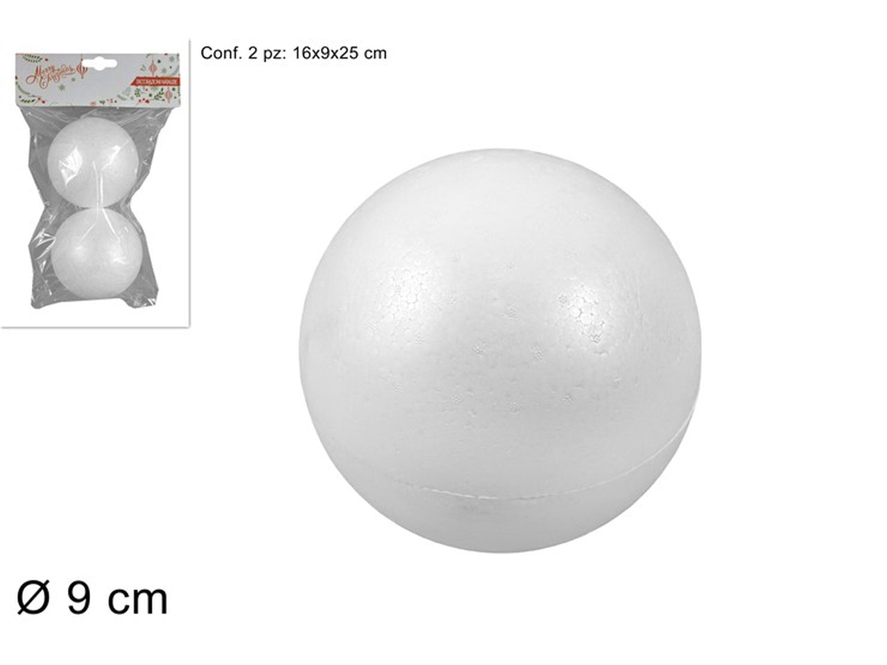 Sfera polistirolo 9cm in confezione da 2 pezzi