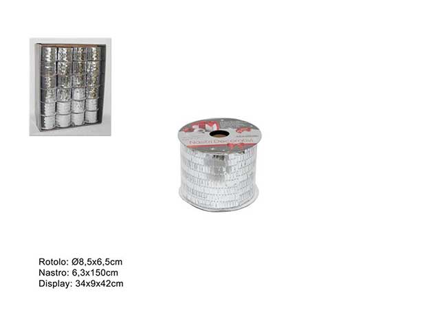 Nastro 6,3x150cm paillet.silver mn000764b