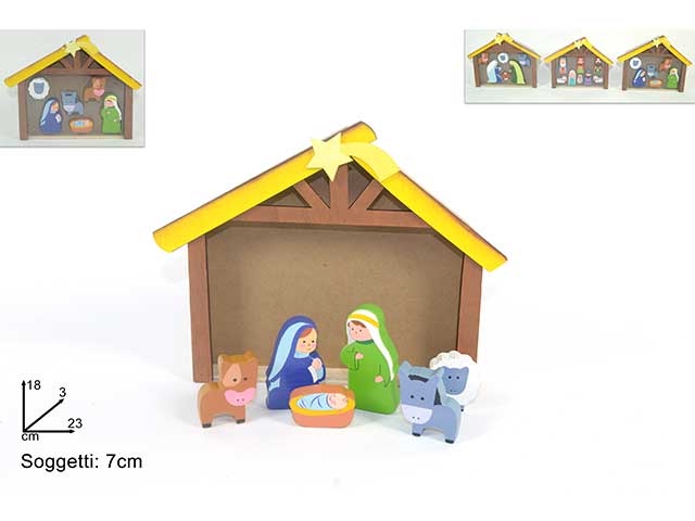 Nativita' e capanna in legno 3 ass hf-19a146/2/4