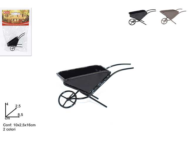 Accessorio per presepe, cariola metallo hw171556-bk/rt