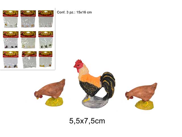 Animali fattoria in confezione da 3 pezzi, modelli assortiti