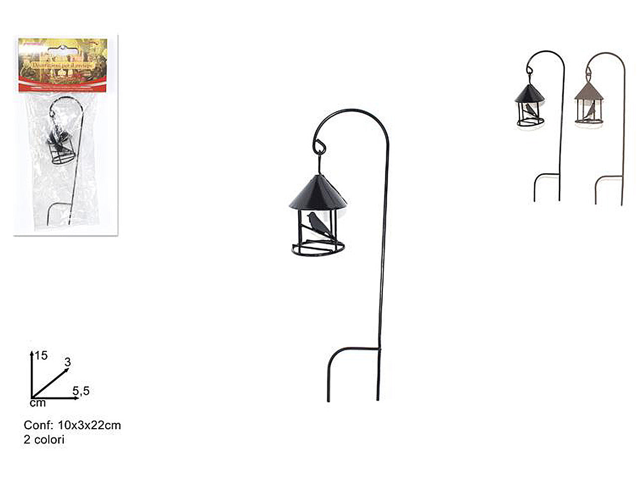 Gabbietta con uccellino in metallo 2 colori 15x3x5,5cm