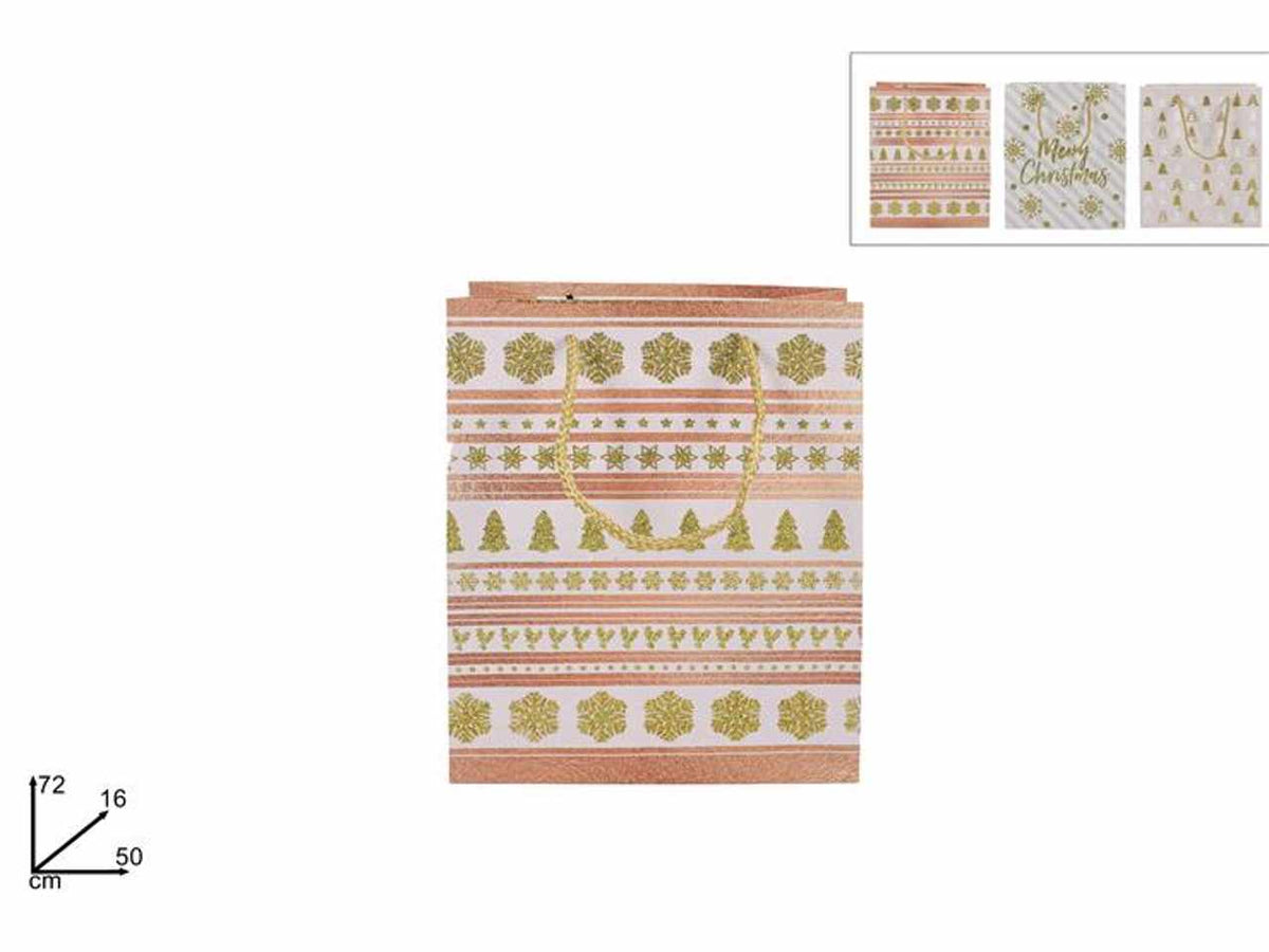 Busta shopper con decoro natalizio rosa 3ass 50x72x16