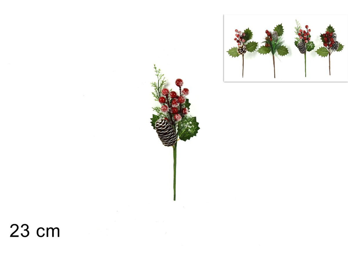 Pick 23 cm con bacche e pigne, 4 assortimenti