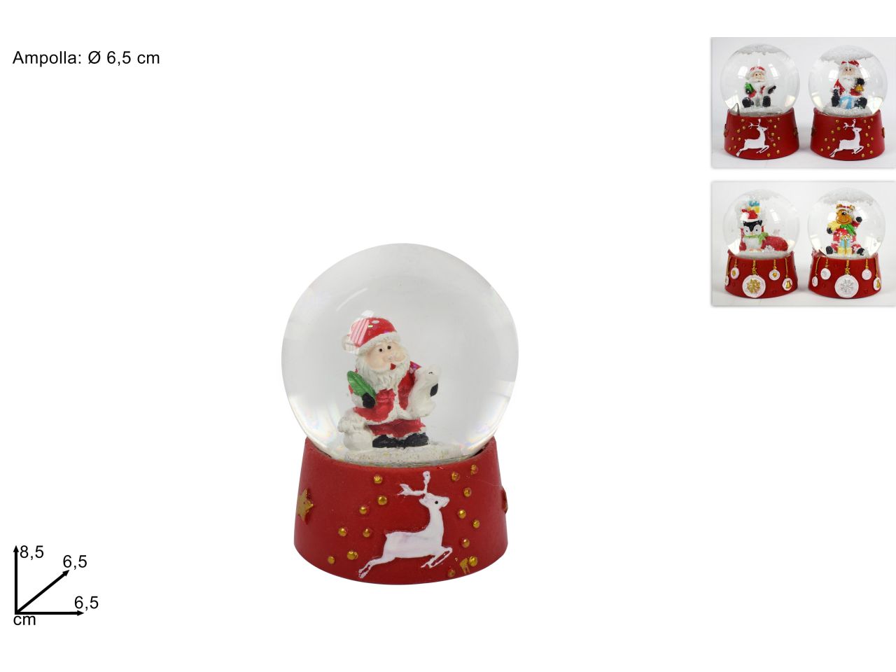 Ampolla 6,5cm natalizia in 4 assortimenti