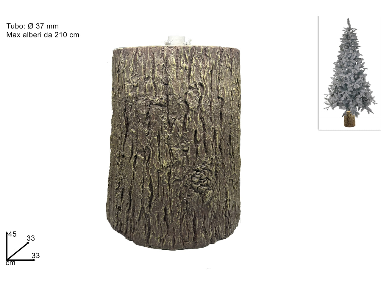 Base per albero tronco33xh.45cm tubo 37mm naturale, per alberi massimo da 210cm