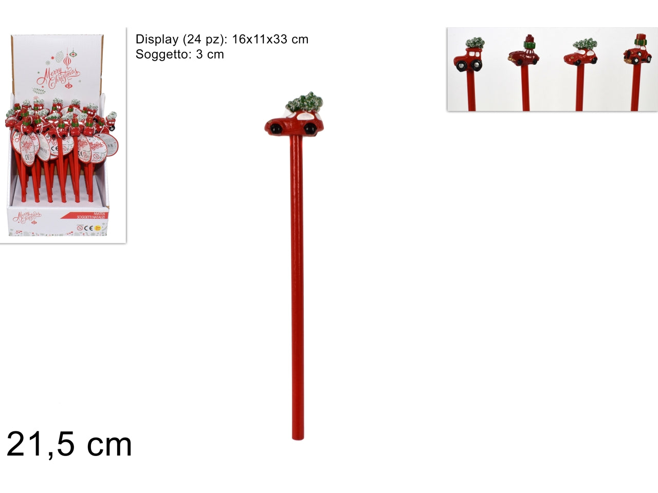 Matita con automobile di natale in 4 assortimenti