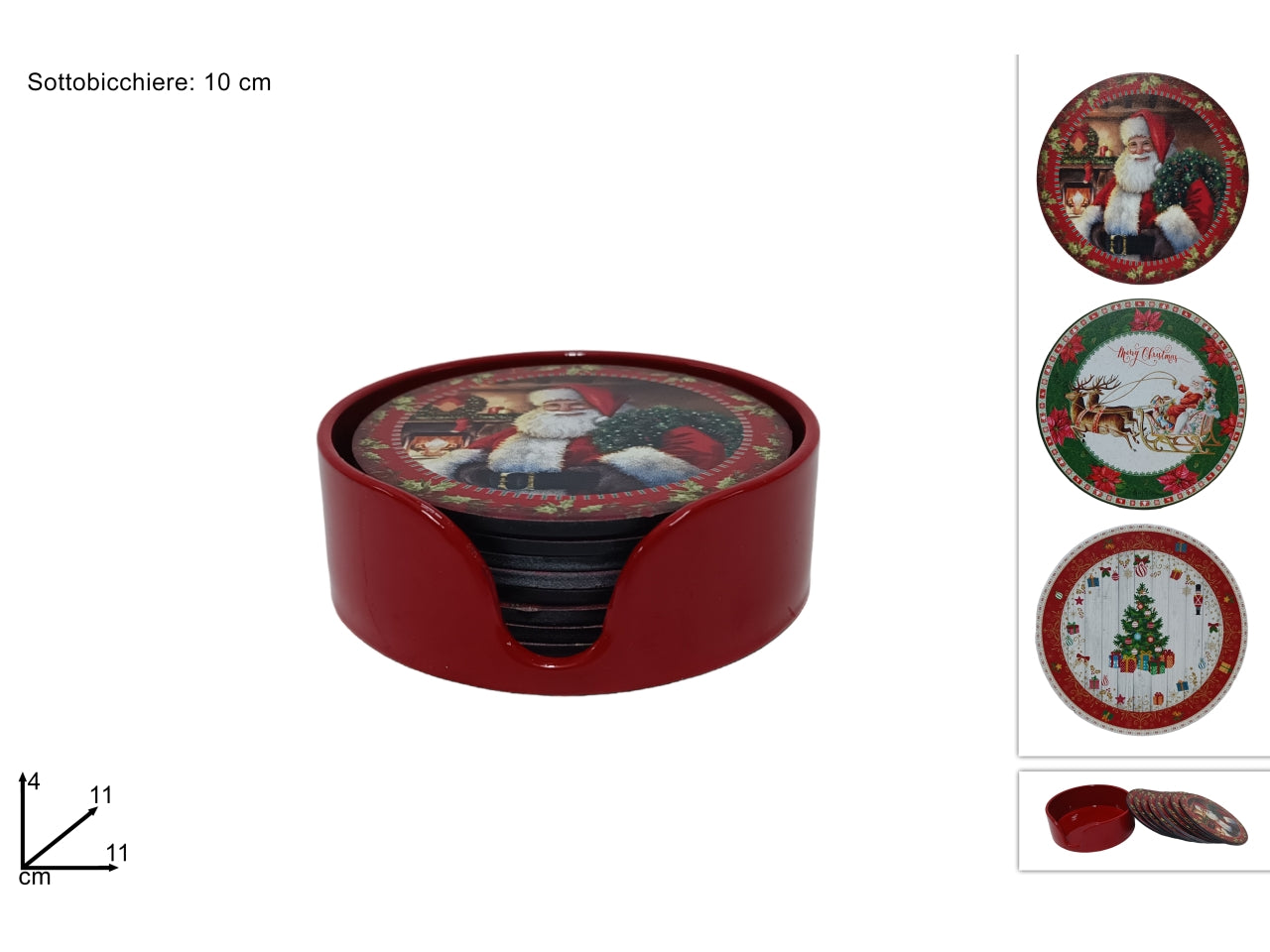 Sottobicchieri con contenitore il set contiene 8 sottobiccheri decoro natalizio in 3 assortimenti
