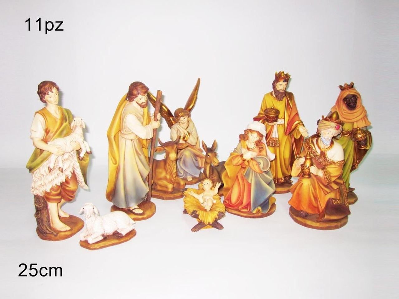 Natività in resina 25cm, set da 11 pezzi