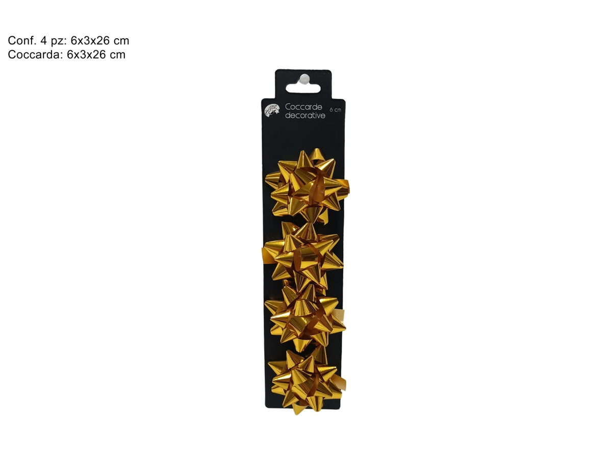 Coccarde lucide 6 cm set 4 pezzi oro