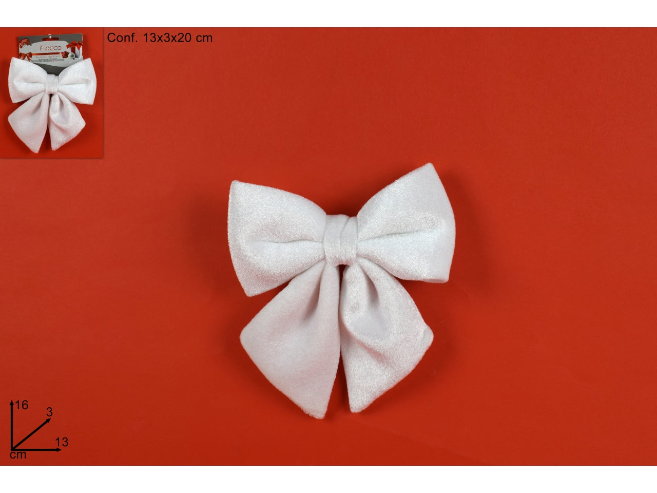 Fiocco velluto 13 cm bianco