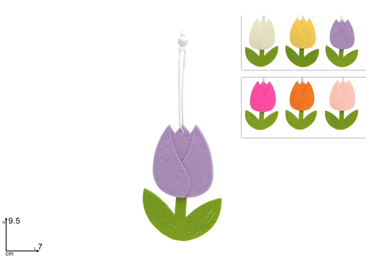 Appendino feltro fiore 9,5cm in 6 colori assortiti