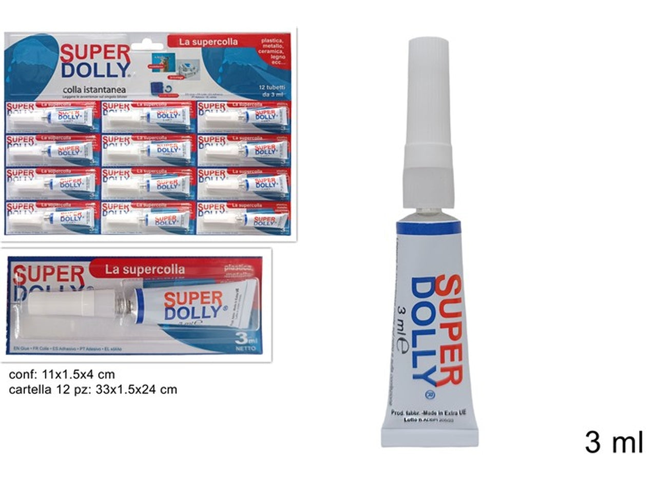 Colla trasparente 3ml 11x1,5x4cm