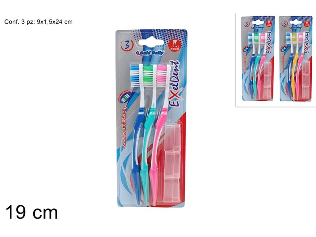 Spazzolino denti c/capp.3 pezzi