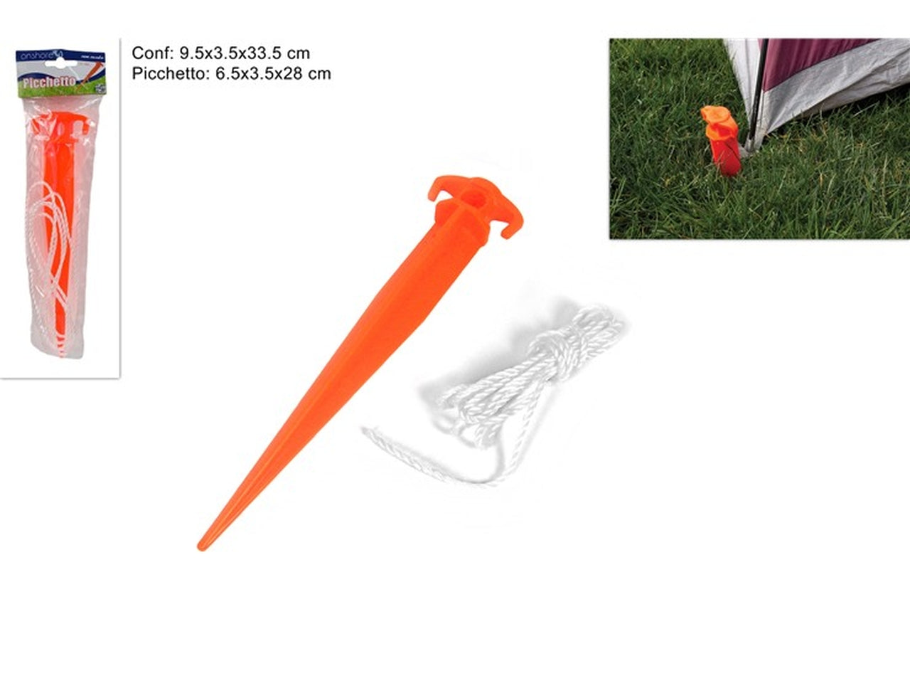 Picchetto ombrellone c/corda medio 28cm