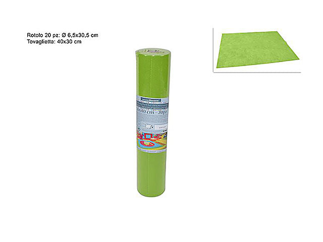 Tovagliette a strappo runner in tnt 30x40cm verde mela - il rotolo è formato da 20 strappi