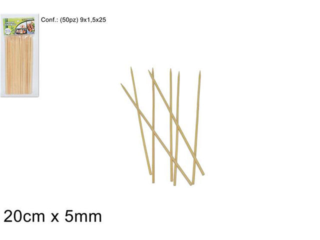 Spiedini bamboo 20cm 5mm 50 pezzi ln001883