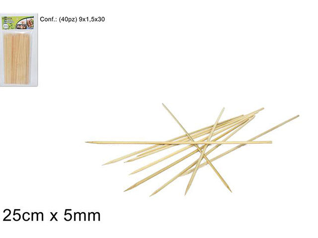 Spiedini bamboo 25cm 5mm 40pz ln001884