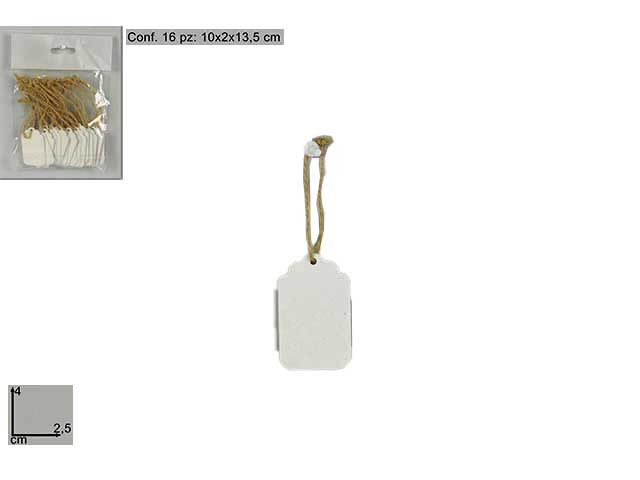 Etichette legno bianche 4x2,5cm confezione da 16 etichette