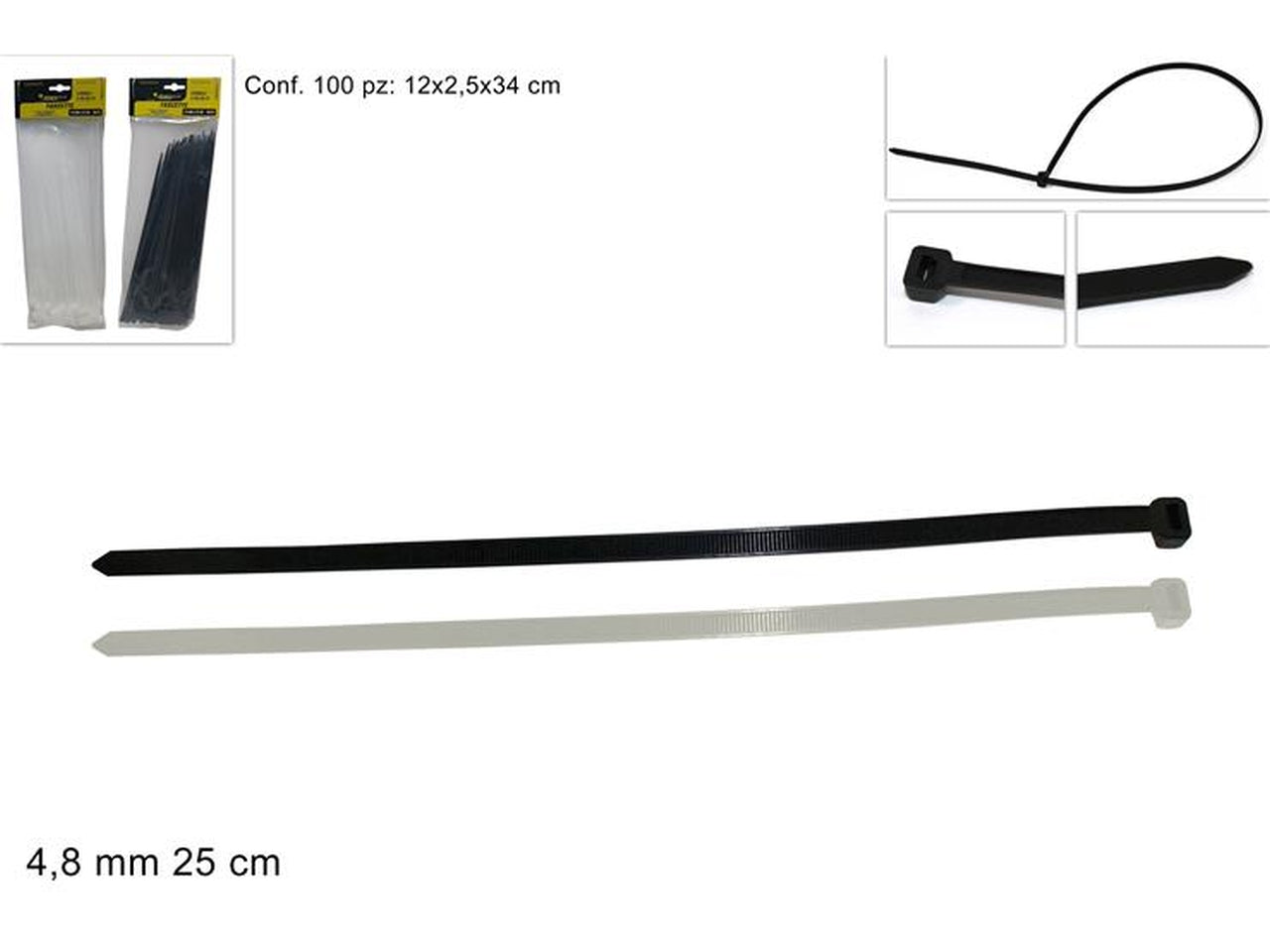 Fascette 4,8mmx25cm 100 pezzi ro006176