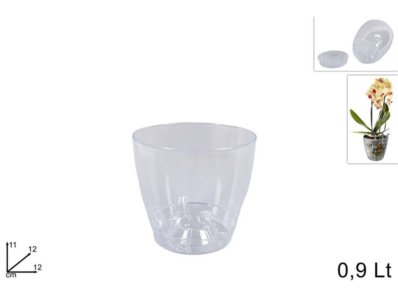Vaso in plastica trasparente h.11xd.12cm 0,9 litri