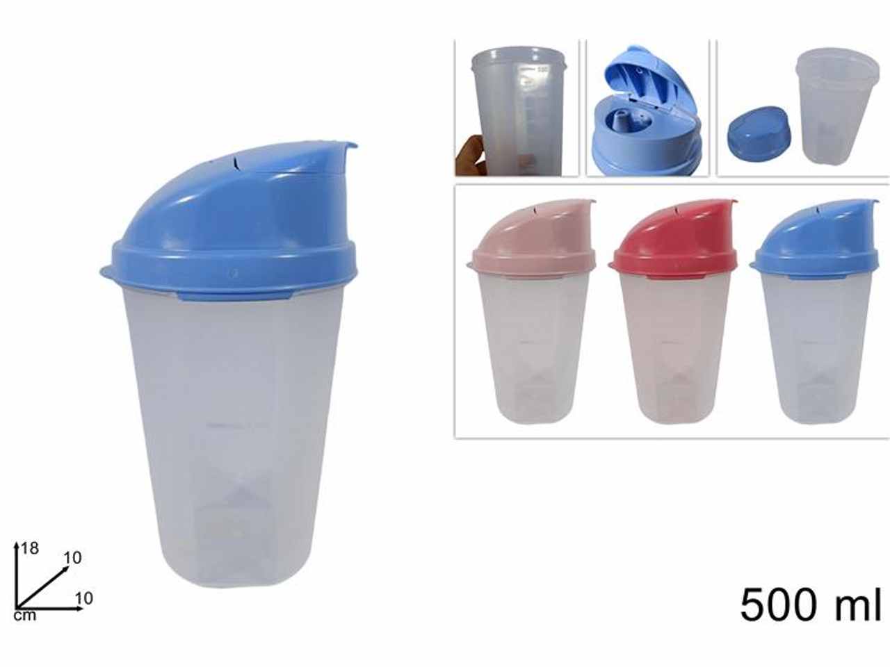 Bottiglia in plastica graduata con tappoversa facile