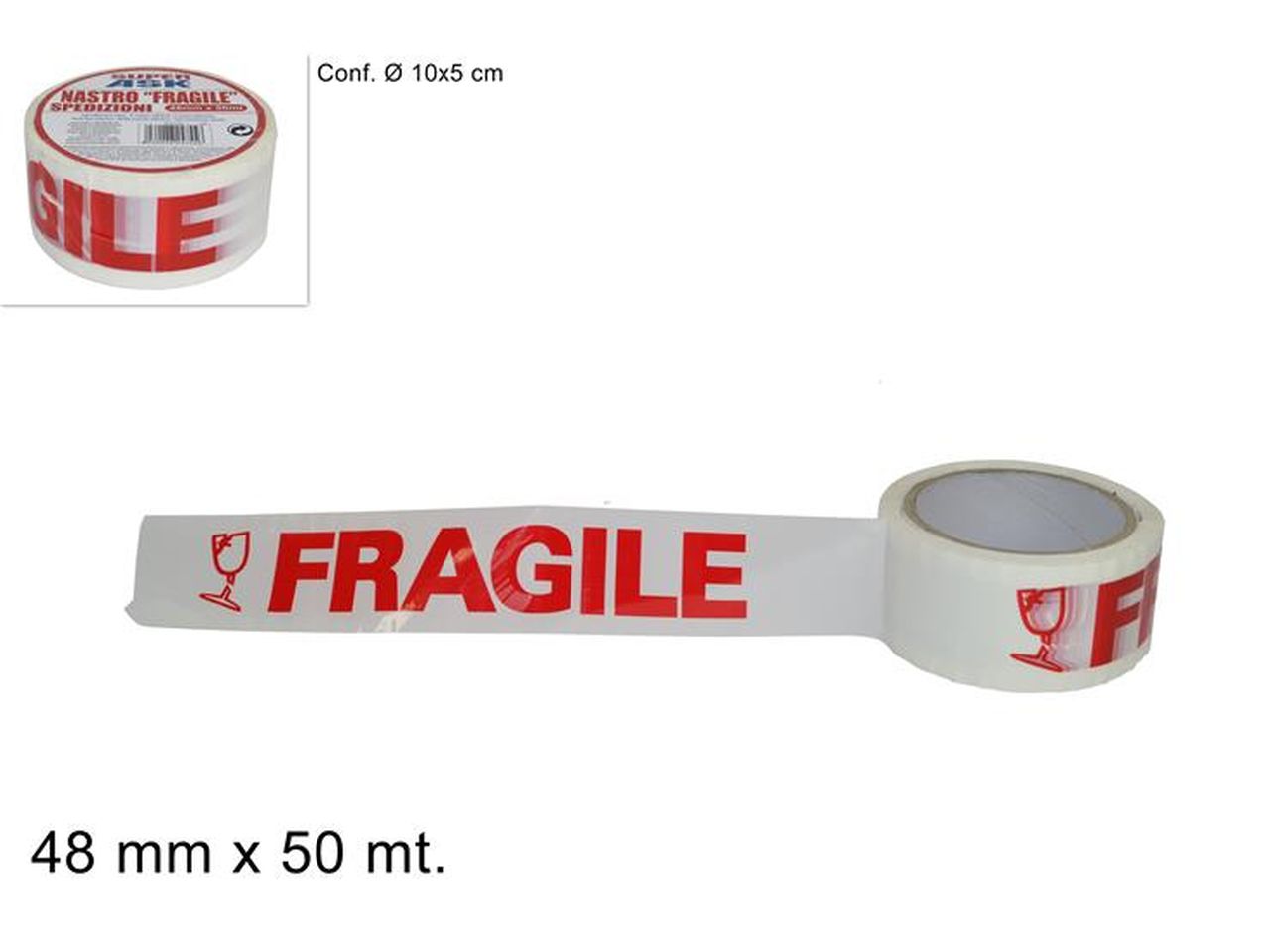 Nastro adesivo 50mt scritta fragile