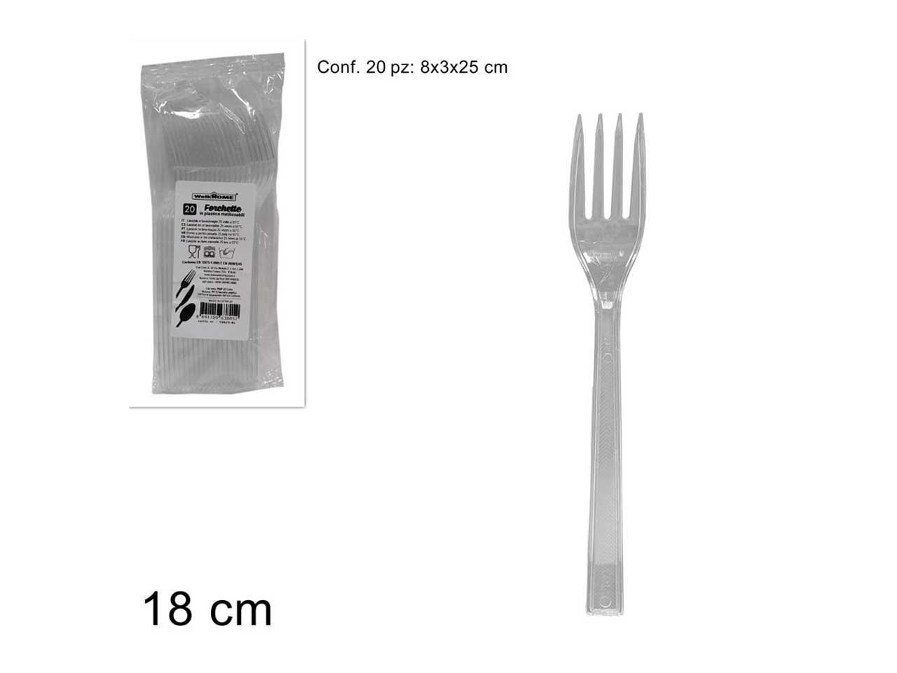 Forchetta in plastica confezione da 20 forchette riutilizzabili