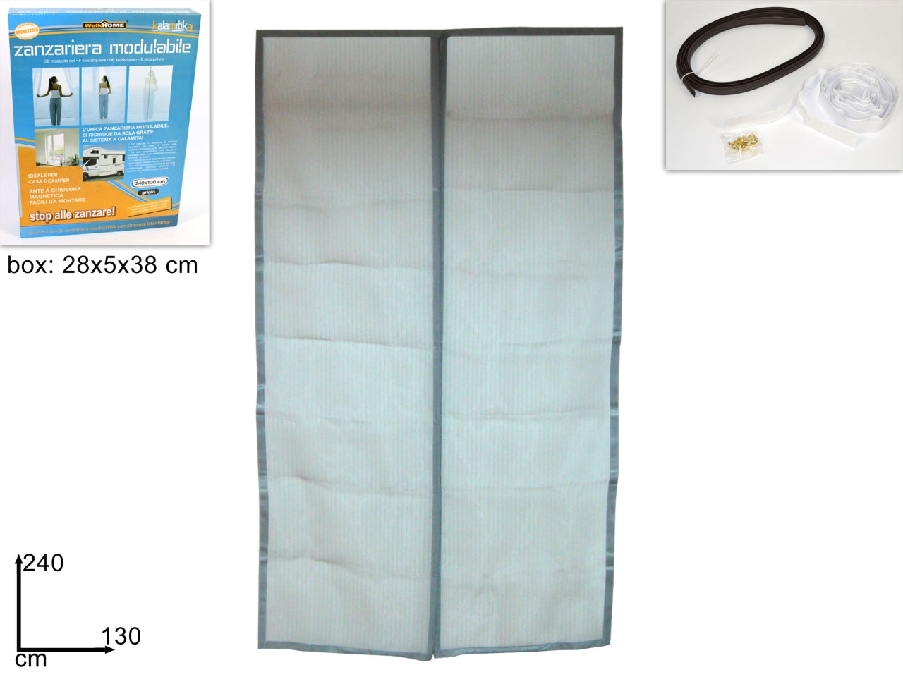 Zanzariera kalamitika misura 240x130cm colore grigio