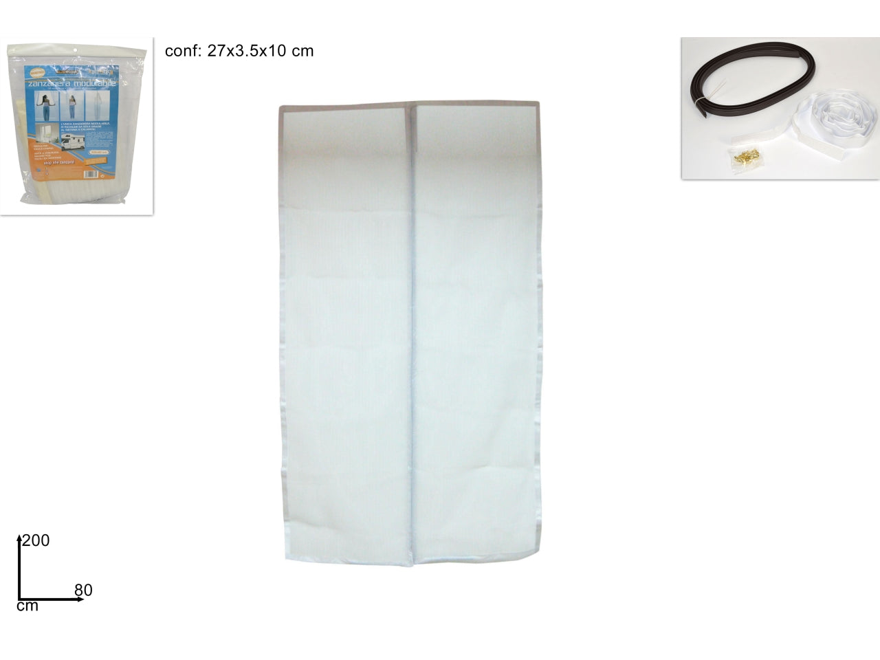 Zanzariera kalamitika misura 200x80cm colore bianco