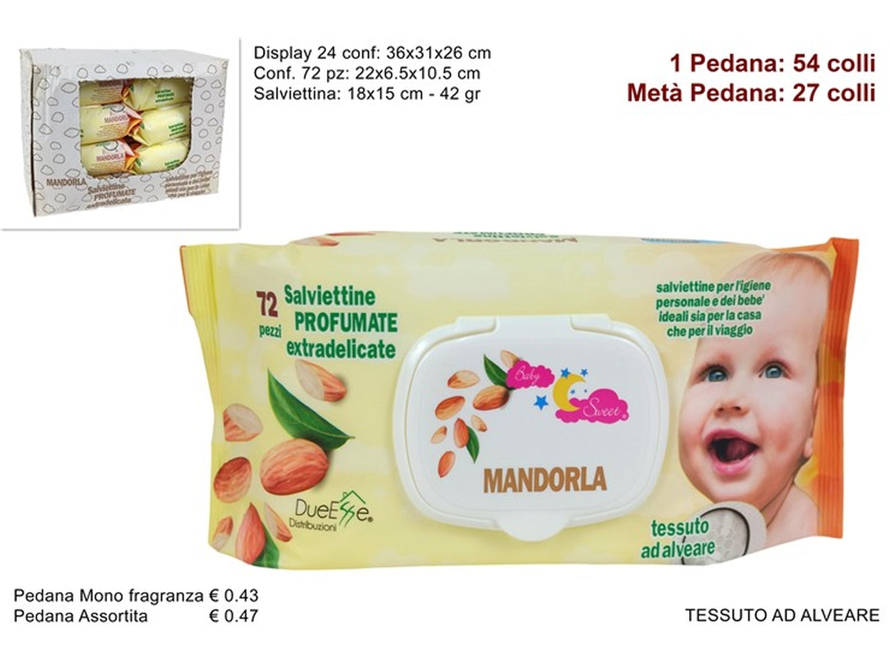 Salviettine detergenti 72pz 42grmandorla ys-sj1520/almond ç