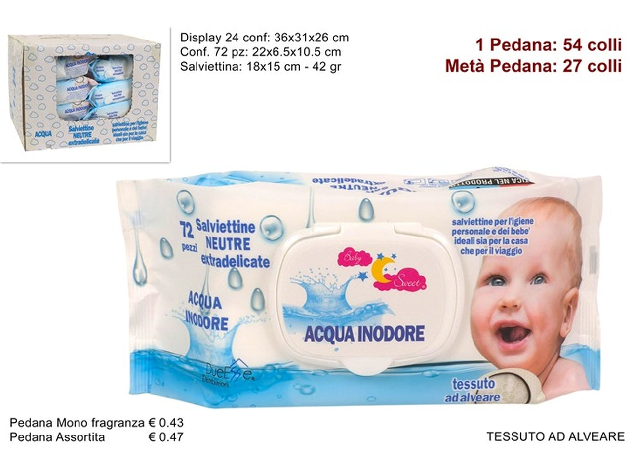 Salviettine detergenti 72pz 42gr acqua pura ys-sj1520/pure water ç
