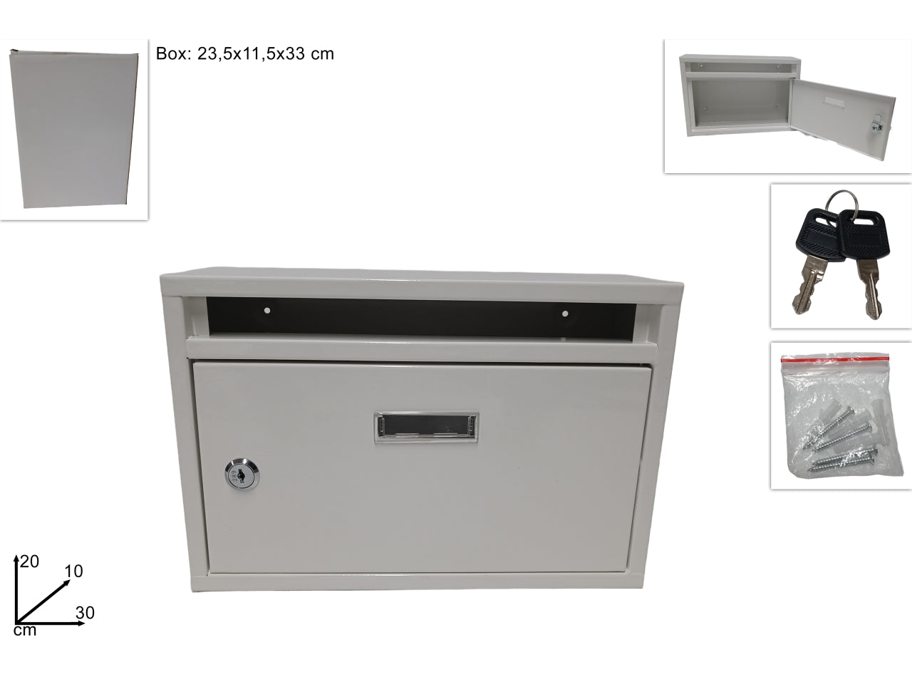 Cassetta per posta rettangolare 30x20x10cm bianco