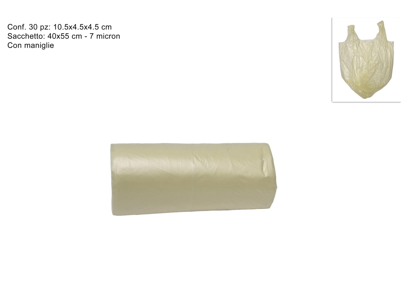 Sacchetti rifiuti con maniglie 40x55cm beige - il rotolo è composto da 30 sacchetti