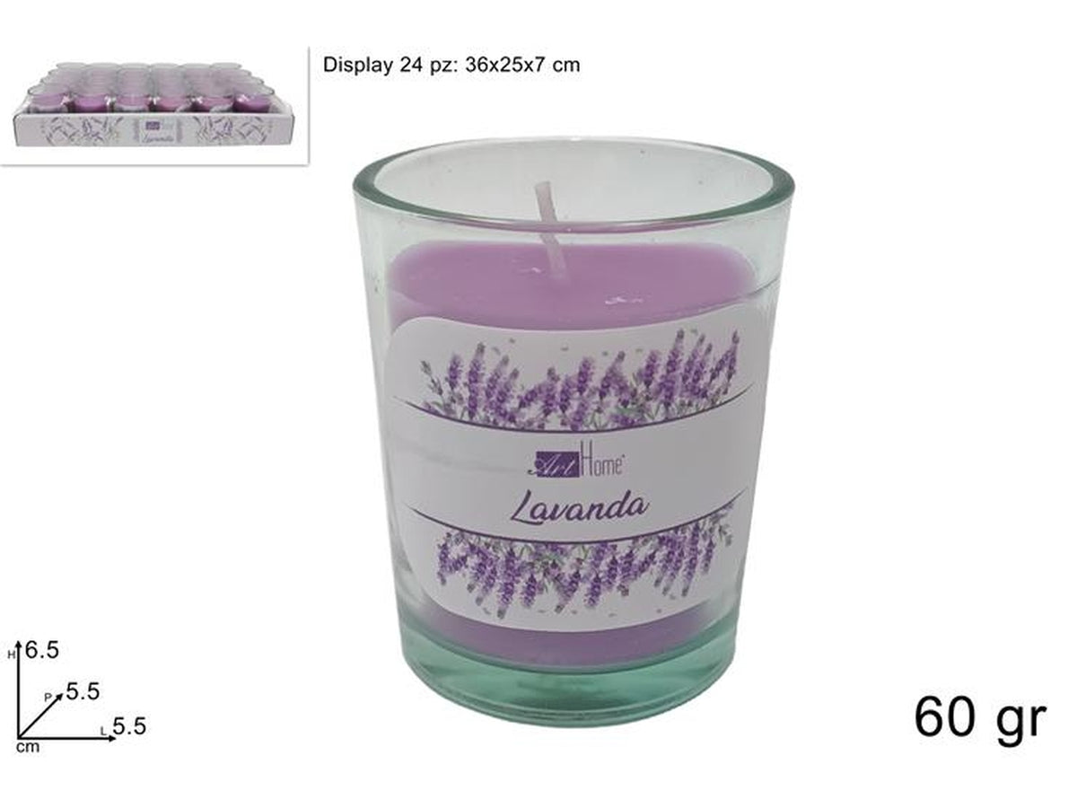 Candela profumata in vasetto di vetro 60gr lavanda