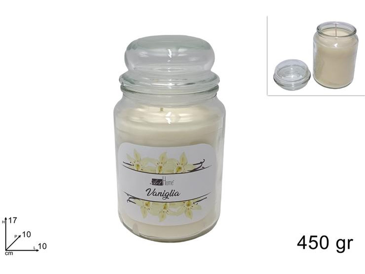 Candela profumata alla vaniglia 450gr in bicchiere di vetro