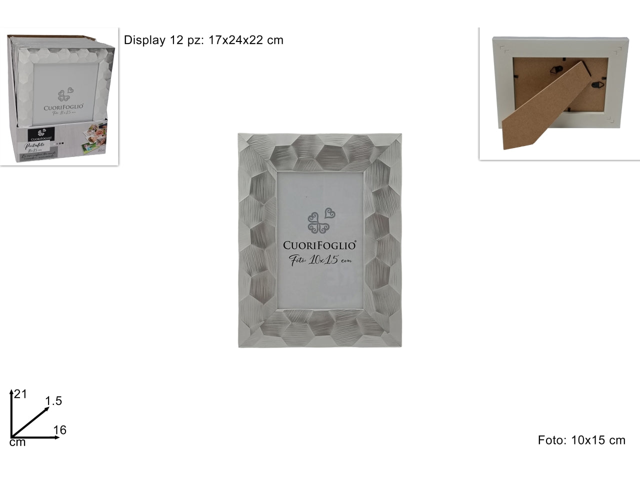 Cornice in legno silver per foto 10x15cm