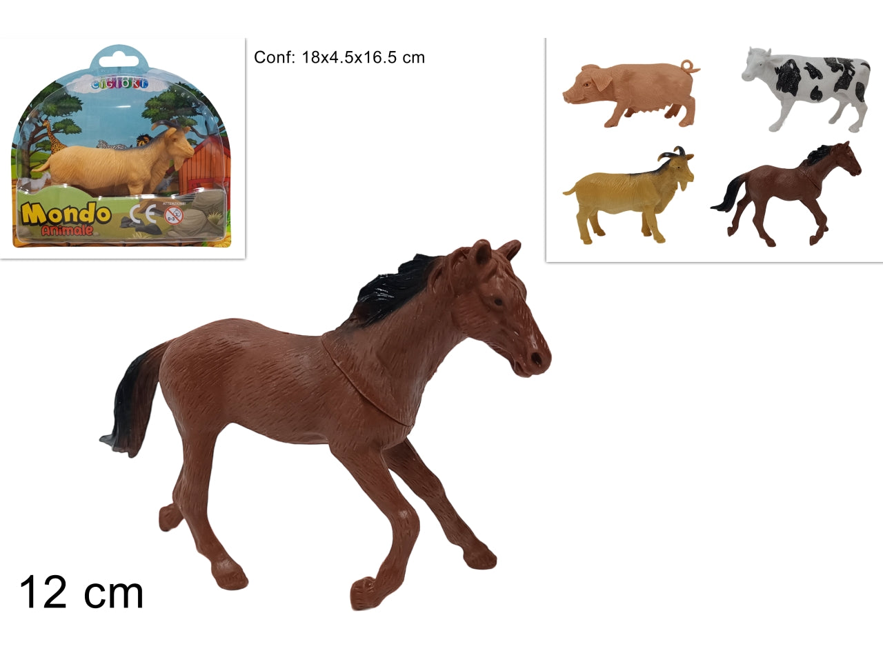 Animali della fattoria in blister in 4 assortimenti