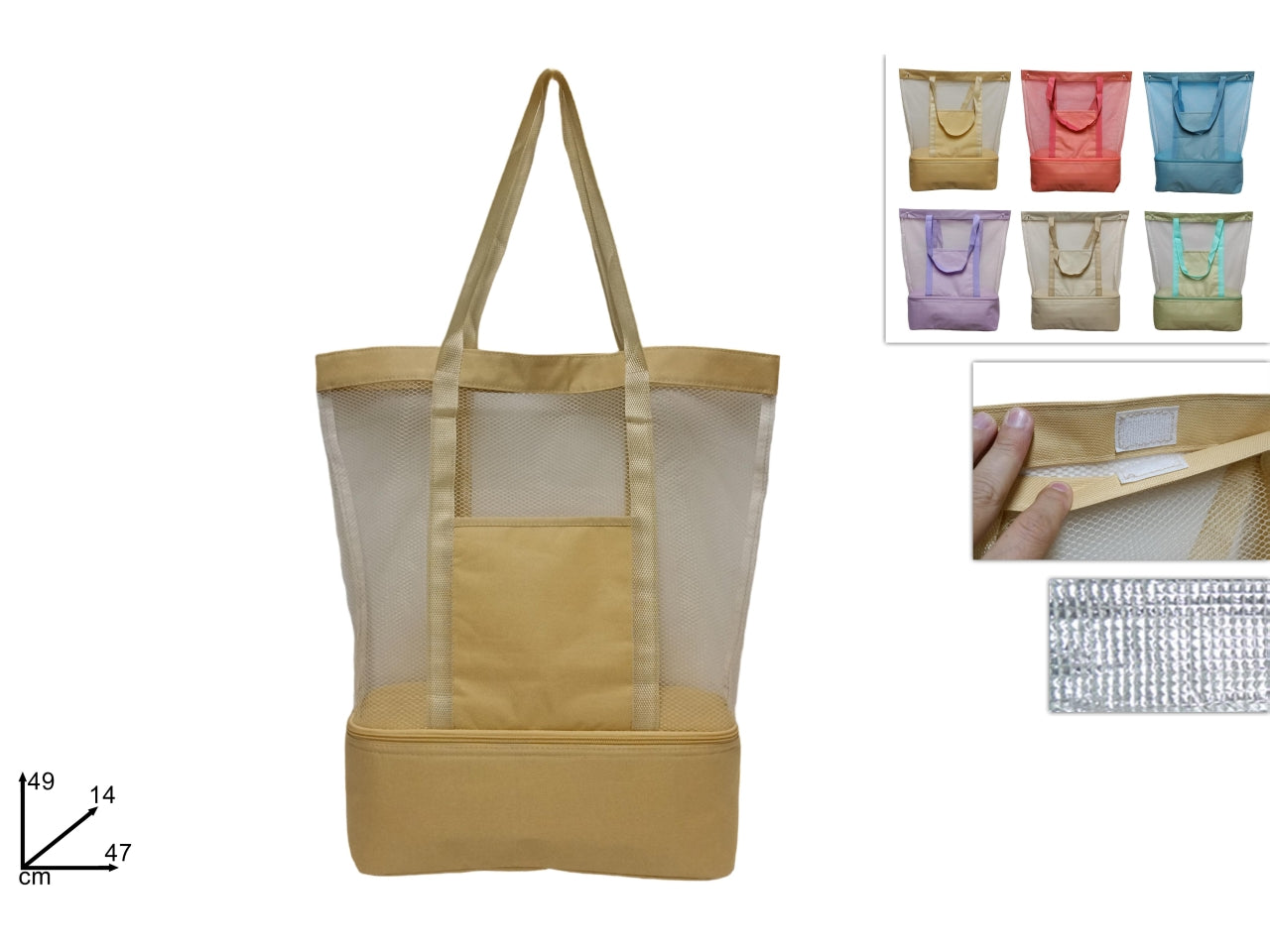 Borsa mare con tasca frigo colori tenui