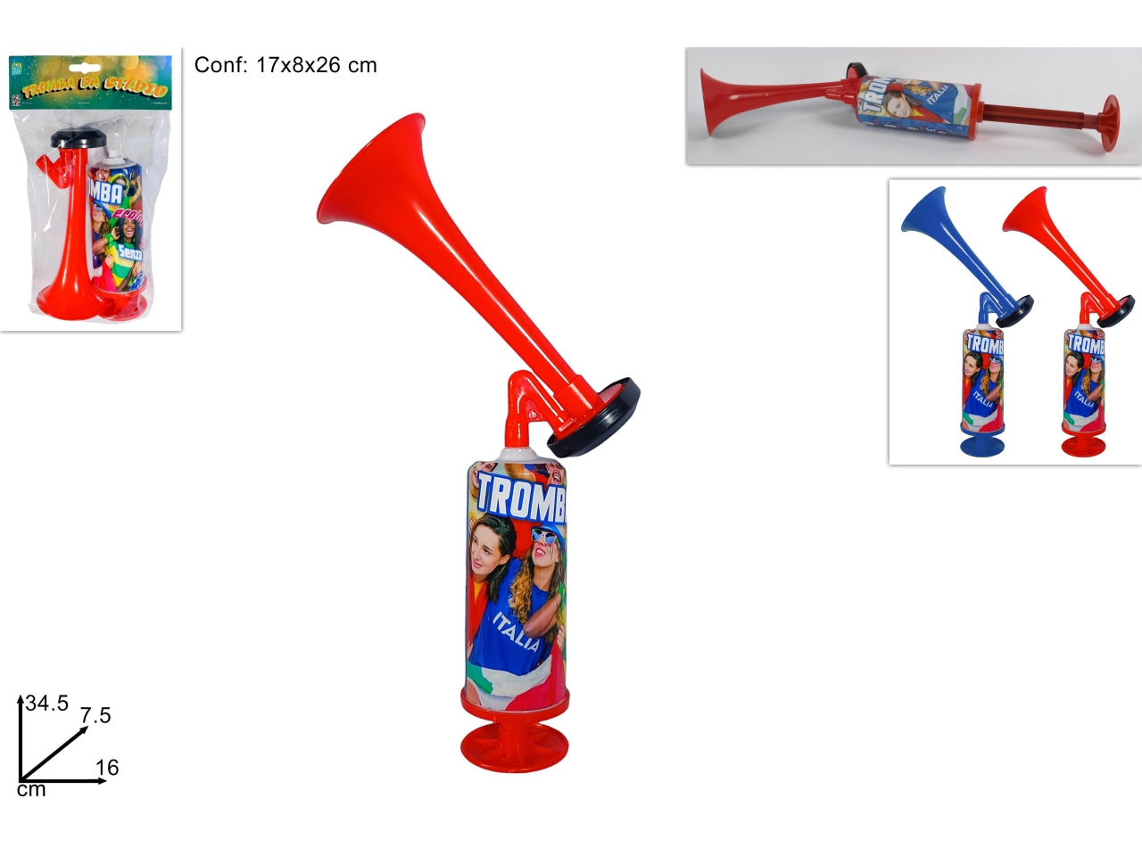 Tromba stadio ad aria manuale - disponibile in 2 colori