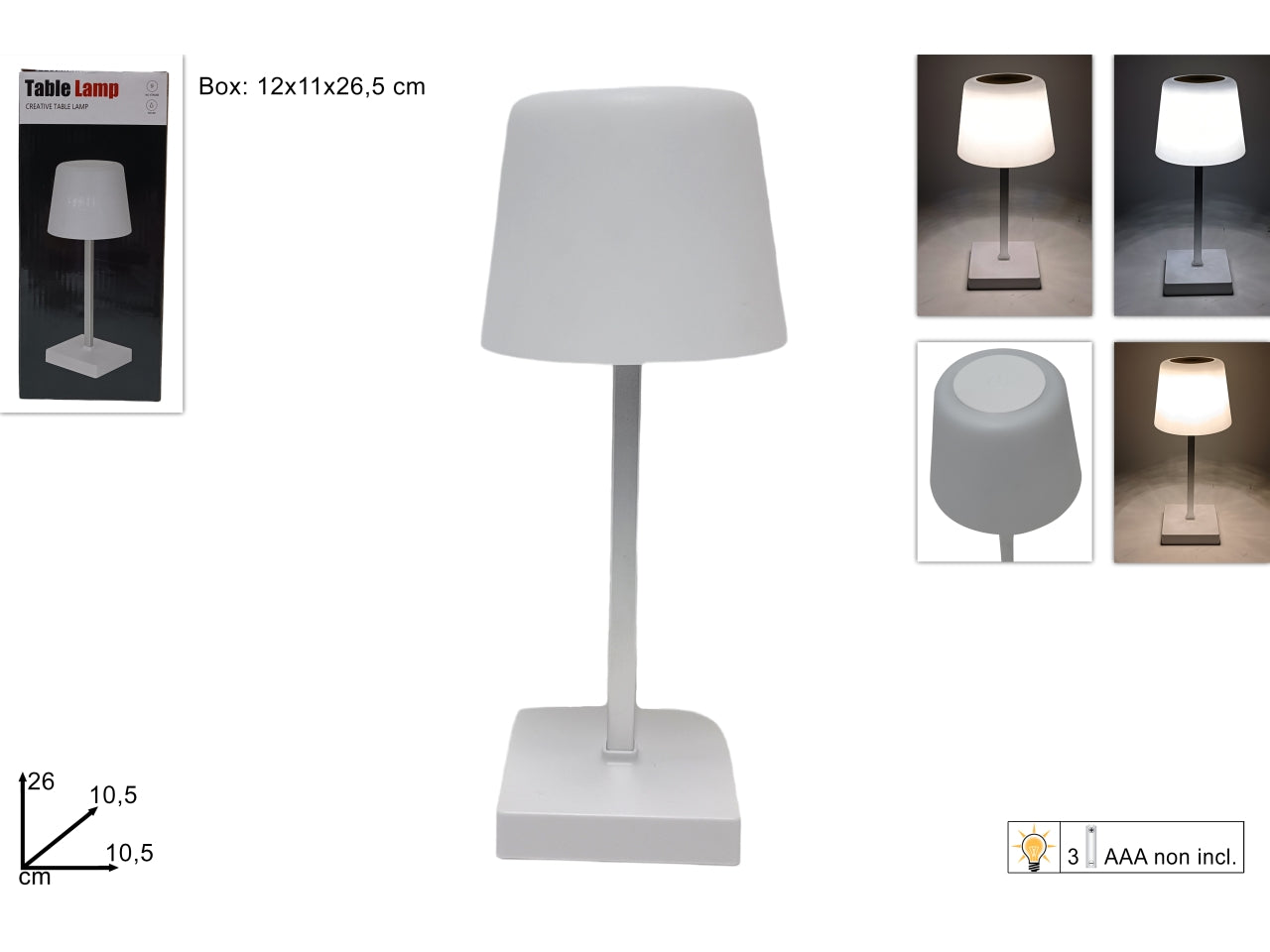 Lampada da tavolo bianca con 3 intensità di colore moderna 26x10,5x10,5 cm â Art Home