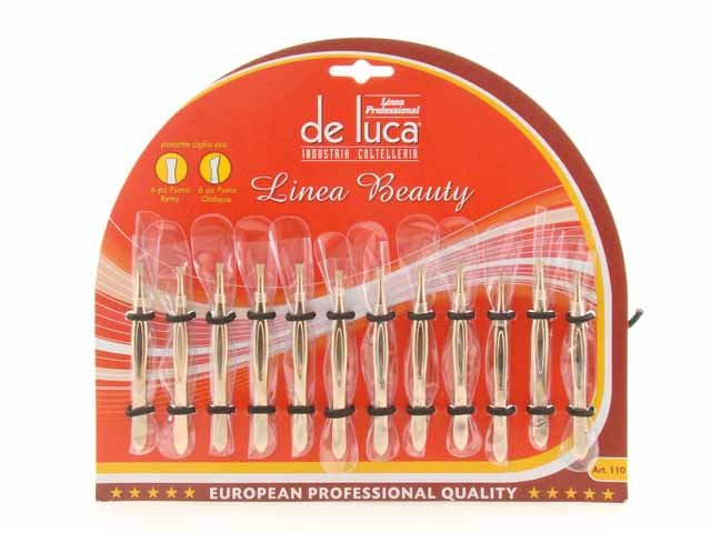 Pinzetta ciglie punta a becco 12 pezzi 110