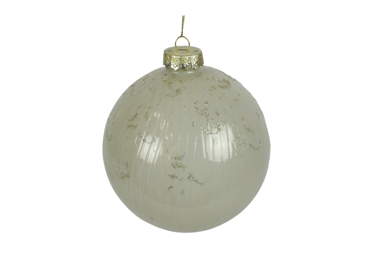 Palla di natale in vetro lucida crema Ã12 cm - Countryfield