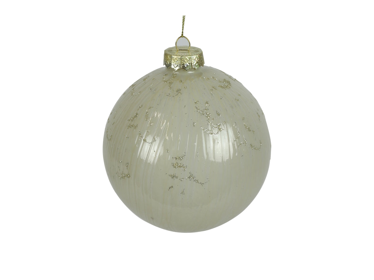Palla di natale in vetro lucida crema Ã15 cm - Countryfield