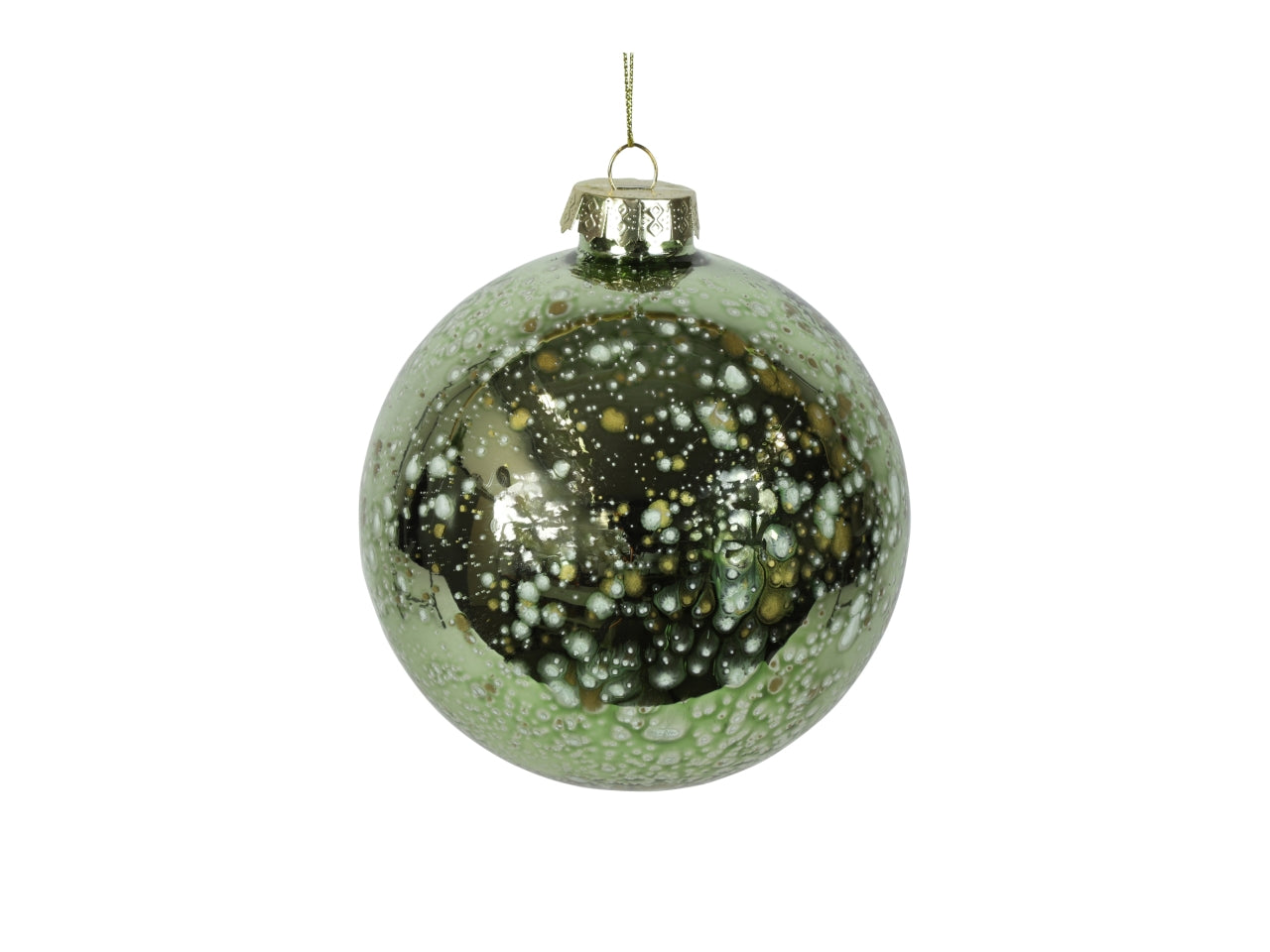 Palla di natale in vetro lucido verde effetto invecchiato Ã12 cm - Countryfield